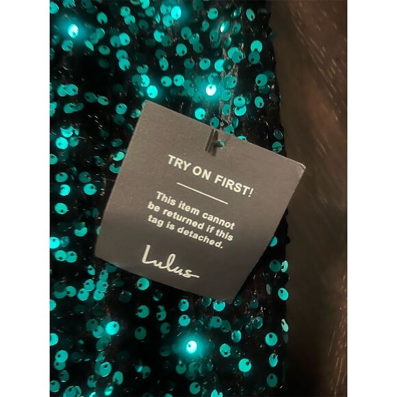 Lulus Women's One Shoulder Sequin Bodycon Dress Green Party Size L NWT - Picture 11 of 12
